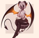  breasts demon female hi_res horn horned_humanoid humanoid humanoid_pointy_ears kanel nipples simple_background sitting small_breasts solo spade_tail winged_humanoid wings 