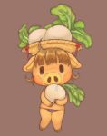  animal_crossing anthro basket blush blush_stickers bodily_fluids brown_hair carrying clothed clothing daisy_mae_(animal_crossing) female food hair hi_res holding_food holding_object mammal midriff nintendo on_head panties plant ro_bo_t robo_(pixiv) simple_background snot solo suid suina sus_(pig) turnip underwear vegetable video_games wild_boar young 