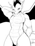  3:4 ambiguous_gender american_dragon:_jake_long anthro disney dragon hand_on_butt hand_on_head jake_long looking_at_viewer membrane_(anatomy) membranous_wings monochrome nude pinup pose scalie simple_background sketch solo standing western_dragon wings winick-lim 