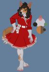  ambiguous_gender anthro canid canine canis clothed clothing deermary domestic_dog dress hi_res ibizian_hound male mammal paws red_clothing red_dress solo 