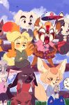  2019 absurd_res aggressive_retsuko ailurid aircraft airplane angry animal_crossing anthro avian bird black_body black_nose blue_body bluerm blush canid canine canis claws clothed clothing cloud disney domestic_cat domestic_dog ears_down eyebrows eyelashes felid feline felis female fennec fenneko fox freckles fur grey_body haida hair hat headgear headwear hi_res holding_object hyaenid isabelle_(animal_crossing) judy_hopps k.k._slider lagomorph leporid male mammal nintendo open_mouth orange_body pawpads phone pink_nose pivoted_ears rabbit red_panda retsuko sanrio shirt sitting spotted_hyena tan_body teeth topwear video_games white_body yellow_body zootopia 