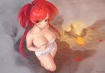  barefoot breasts cleavage kuroonehalf onsen pokemon red_eyes red_hair tagme_(character) 