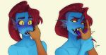  absurd_res animal_humanoid arm_grab blue_body blue_scales blush bucketoflewds deltarune female finger_fetish finger_in_mouth finger_play fingers first_person_view fish fish_hooking fish_humanoid hair hi_res humanoid marine marine_humanoid ponytail red_hair scales sharp_teeth teeth undertale undyne video_games wrist_grab 