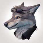  2020 black_nose canid canine canis digital_media_(artwork) eyewear goldendruid headshot_portrait mammal portrait smile sunglasses wolf 