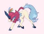  anyverse commentary creature english_commentary full_body gen_5_pokemon green_eyes horn keldeo keldeo_(resolute) mythical_pokemon no_humans pokemon pokemon_(creature) signature simple_background solo white_background 