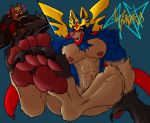  &lt;3 4_toes 5_fingers absurd_res alejandrogsd_(artist) canid canine claws crowned_sword_zacian feet fingers hi_res huge_filesize humanoid_hands legendary_pok&eacute;mon macro mammal micro nintendo pawpads paws pecs pok&eacute;mon pok&eacute;mon_(species) red_sclera sharp_teeth signature teeth toes video_games yellow_eyes zacian 