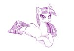  2020 dstears equid female friendship_is_magic horn line_art looking_at_viewer lying mammal my_little_pony pink_theme pose solo twilight_sparkle_(mlp) unicorn 