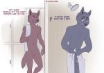  animal_genitalia anthro balls canid canine canis duo english_text erection fur genitals grey_balls grey_body grey_fur grey_sheath hi_res inside male mammal monotone_balls monotone_body monotone_ears monotone_fur monotone_genitals monotone_tail navel penis pink_penis ring sheath shiuk shoulder_tuft shower text towel towel_on_shoulder towel_only tuft url wolf 