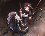  black_hair date_a_live eyepatch goth-loli gun lolita_fashion long_hair lunacle pantyhose red_eyes tokisaki_kurumi weapon 