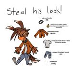  2019 alpha_channel anthro avian beak bell bell_collar biped bird bottomwear brown_body brown_feathers clothed clothing collar digital_media_(artwork) english_text eyebrows feather_hair feathers freckles fully_clothed hi_res jeans lidded_eyes male orange_eyes pants piemations pretzel_(piemations) pseudo_hair shirt simple_background smile solo standing tail_feathers text topwear torn_bottomwear torn_clothing torn_jeans torn_pants transparent_background 