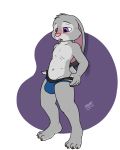  4:5 4_toes 5_fingers alpha_channel anthro black_clothing black_pupils black_underwear blue_clothing blue_underwear blush bulge clothed clothing crossgender disney fingers ftm_crossgender full-length_portrait fur grey_body grey_ears grey_fur grey_tail head_tuft hi_res judy_hopps lagomorph leporid male mammal multicolored_clothing multicolored_underwear open_mouth orgunis pink_nose portrait purple_eyes rabbit signature solo toes tongue topless tuft two_tone_clothing two_tone_underwear underwear zootopia 