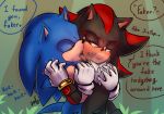  anthro anthro_on_anthro black_body black_ears blue_tail chest_tuft clothing duo english_text eulipotyphlan featureless_crotch fur fur_tuft gloves grabbing_from_behind handwear hedgehog hi_res krazyelf licking male male/male mammal shadow_the_hedgehog sonic_the_hedgehog sonic_the_hedgehog_(series) text tongue tongue_out tuft white_clothing white_gloves 