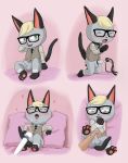  absurd_res animal_crossing anthro arms_tied balls blonde_hair blush bodily_fluids bound canid canine cum disembodied_hand domestic_cat erection eyewear felid feline felis fox fur genital_fluids genitals glasses grey_body grey_fur hair handjob hi_res hitachi_magic_wand kit_fox machine male mammal milking_machine nintendo orgasm pawpads penile penis penis_milking raymond_(animal_crossing) sex sex_toy solo vibrator video_games 