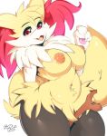  anthro areola big_areola big_breasts blush braixen breasts female fluffbug fluffy happy hi_res navel navel_piercing nintendo pawpads paws piercing pok&eacute;mon pok&eacute;mon_(species) solo stick thick_thighs video_games 