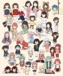  6+girls ahoge akebono_(kantai_collection) akitsu_maru_(kantai_collection) alternate_costume animal_hood arare_(kantai_collection) ark_royal_(kantai_collection) bangs black_hair blanket blonde_hair blue_hair blush brown_hair choukai_(kantai_collection) closed_eyes closed_mouth clothes_writing cup dressing eyebrows_visible_through_hair fukae_(kantai_collection) fusou_(kantai_collection) gradient_hair graf_zeppelin_(kantai_collection) green_hair grey_hair haguro_(kantai_collection) hair_between_eyes hair_down hair_ornament hair_scrunchie half-closed_eyes hamanami_(kantai_collection) harukaze_(kantai_collection) hat hatsuharu_(kantai_collection) hatsuzuki_(kantai_collection) highres holding hood hyuuga_(kantai_collection) i-168_(kantai_collection) iron_cross ise_(kantai_collection) kamikaze_(kantai_collection) kantai_collection kawakaze_(kantai_collection) kisaragi_(kantai_collection) long_hair long_sleeves luigi_di_savoia_duca_degli_abruzzi_(kantai_collection) lying messy_hair mikuma_(kantai_collection) multicolored_hair multiple_girls murakumo_(kantai_collection) mutsuki_(kantai_collection) on_back on_side on_stomach one_eye_closed open_mouth otoufu pajamas pale_skin pillow pink_hair purple_hair re-class_battleship red_hair remodel_(kantai_collection) ru-class_battleship salute scrunchie shigure_(kantai_collection) shimakaze_(kantai_collection) shinkaisei-kan short_hair short_sleeves shoukaku_(kantai_collection) silver_hair simple_background skirt smile standing star stuffed_animal stuffed_toy suzutsuki_(kantai_collection) ta-class_battleship tashkent_(kantai_collection) teddy_bear tokitsukaze_(kantai_collection) umikaze_(kantai_collection) ushio_(kantai_collection) yamakaze_(kantai_collection) yamashiro_(kantai_collection) yawning yellow_background 