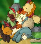  2018 anonyxnugax anus asian_mythology autumn_blaze_(mlp) bite biting_lip blurred_background butt chinese_mythology cinder_(cinderfrost) cunnilingus east_asian_mythology eyebrows eyelashes eyes_closed female female/female feral friendship_is_magic genitals group hi_res kirin my_little_pony mythology oral outside pussy sex tongue tongue_out vaginal yellow_eyes 