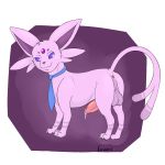  1:1 alpha_channel animal_genitalia animal_penis anus balls canine_penis eeveelution espeon facial_tuft feral forehead_gem forked_tail fur genitals hi_res male nagatsun necktie nintendo penis pok&eacute;mon pok&eacute;mon_(species) purple_body purple_fur solo video_games 