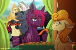  2020 apple blue_eyes bodily_fluids carrot carrot_top_(mlp) equid equine eulipotyphlan eye_scar food friendship_is_magic fruit green_eyes grubber_(mlp) hair hedgehog hi_res horn horse inuhoshi-to-darkpen mammal my_little_pony my_little_pony:_the_movie_(2017) orange_hair plant pony scar sweat tempest_shadow_(mlp) text unicorn url vegetable 