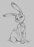  2020 anthro chest_tuft choker clothed clothing disney dress female fully_clothed fur grey_background hi_res jewelry judy_hopps lagomorph leporid mammal monochrome necklace rabbit s1m simple_background smile solo tuft zootopia 