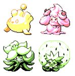  alcremie commentary creature eldegoss english_commentary gen_8_pokemon gossifleur milcery pat_attackerman pixel_art pokemon pokemon_(creature) simple_background smile sprite white_background 