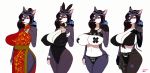  absurd_res anthro big_breasts black_clothing black_lipstick breasts canid canine cleavage clothed clothing digital_media_(artwork) dress female hair hi_res huge_breasts lipstick makeup mammal miss_slashy solo thick_thighs 