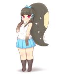  2020 4_fingers blush bottomwear clothed clothing female fingers humanoid kionant looking_at_viewer mawile nintendo pok&eacute;mon pok&eacute;mon_(species) red_eyes shirt signature skirt smile solo topwear video_games 