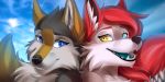  2:1 animal_humanoid anthro bust_portrait canid canid_humanoid canine canis darkflamewolf daughter duo family female female/female heterochromia hi_res humanoid mammal mammal_humanoid mother mother_and_child mother_and_daughter murana_wolford_(darkflame-wolf) parent parent_and_child portait portrait sky tail_maw taylor_renee_wolford_(darkflamewolf) tril-mizzrim wolf 