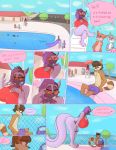  age_difference anthro ariel_penumbra_(nova_arksenth) big_breasts bodily_fluids breasts bulge child clothing comic crossed_legs curvy_figure english_text eyewear fanning female fence group hi_res lifeguard long_tail male male/female mammal mephitid one-piece_swimsuit outside piercing pool_(disambiguation) poolside procyonid public public_pool raccoon shadow size_difference skunk sky slickerwolf slide smaller_male speech_bubble street sunglasses sweat swimming_pool swimwear text tree voluptuous whistle_(object) young younger_male 