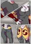  abs breasts canid canine claws clothing comic digimon digimon_(species) gender_transformation hi_res human_to_anthro mammal markings mtf_transformation red_markings renamon rex_equinox species_transformation torn_clothing transformation tuft yellow_body 