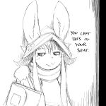  1:1 anthro comic english_text female hi_res hladilnik lagomorph leporid made_in_abyss mammal monochrome nanachi narehate rabbit solo text 