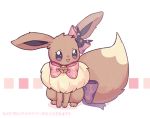  :d clarevoir commentary commission creature ear_ribbon eevee english_commentary full_body gen_1_pokemon gen_2_pokemon happy looking_at_viewer neck_ribbon no_humans open_mouth pink_ribbon pokemon pokemon_(creature) purple_eyes purple_ribbon ribbon sitting smile solo tail tail_ribbon translation_request umbreon 