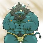  1:1 2016 anthro asian_clothing balls_outline blush bovid bovine bulge cattle clothing east_asian_clothing eyes_closed fundoshi genital_outline humanoid_hands japanese_clothing kemono male mammal musclegut muscular nipples penis_outline solo suishou0602 tongue tongue_out underwear 