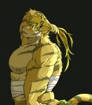  abs absurd_res anthro biceps blonde_hair chest_wraps felid fur hair hi_res long_hair magan male mammal muscular muscular_male nipples pantherine pecs solo striped_body striped_fur striped_tail stripes tan_body tan_fur tiger tokyo_afterschool_summoners triceps video_games warr wraps yellow_body yellow_fur 
