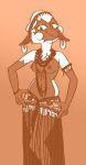  anthro beads bovid breasts caprine clothed clothing ear_piercing ear_ring female flapper jewene_the_ewe mammal monochrome passionatefloorromance piercing sepia sheep solo topless 
