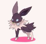  alternate_color blue_eyes clarevoir commentary creature english_commentary flower full_body gen_1_pokemon jolteon looking_at_viewer mouth_hold no_humans pokemon pokemon_(creature) rose simple_background solo standing white_background white_flower white_rose 