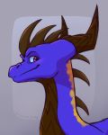  2020 digital_media_(artwork) dragon headshot_portrait hi_res horn icelectricspyro portrait purple_eyes smile spines 