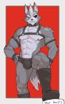  2020 abs anthro boots bulge canid canine canis clothed clothing digital_media_(artwork) eyewear footwear fur hi_res jrjresq looking_at_viewer male mammal muscular muscular_male nintendo simple_background skimpy smile solo standing star_fox video_games wolf wolf_o&#039;donnell 