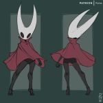  1:1 2020 anthro arthropod black_body bottomless butt clothed clothing fecharis female genitals hollow_knight hornet_(hollow_knight) insect looking_at_viewer pussy pyriax simple_background solo team_cherry vessel_(species) video_games 