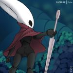  1:1 2020 anthro arthropod black_body breasts butt clothing digital_media_(artwork) fecharis female genitals holding_object holding_weapon hollow_knight hornet_(hollow_knight) insect looking_back presenting presenting_pussy pussy pyriax solo team_cherry vessel_(species) video_games weapon 