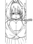  3:4 accessory adelia_(changbae) angry big_breasts bra breasts changbae cleavage clothed clothing cute_fangs female goblin hair_accessory hairclip hi_res humanoid looking_at_viewer monochrome sketch solo stuck underwear 