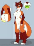  2017 4_toes 5_fingers alternate_version_at_source anthro breasts brown_body brown_fur brown_hair brown_nose butt canid canine countershade_tail countershading digital_media_(artwork) dipstick_tail featureless_breasts female fingerless_(marking) fingers flat_colors fox fur green_mouth green_tongue hair hi_res hypnotickitten lara_(daniel156161) looking_at_viewer mammal medium_breasts model_sheet multicolored_body multicolored_fur multicolored_tail navel nude pink_eyes short_hair simple_background solo toeless_(marking) toes tongue uvula white_body white_fur yellow_sclera 