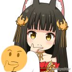  &gt;:( 1girl animal_ear_fluff animal_ears azur_lane bangs bare_shoulders black_hair blush brown_eyes closed_mouth commentary_request detached_sleeves dress emoji eyebrows_visible_through_hair fox_ears hair_ornament light_frown long_hair long_sleeves looking_at_viewer miicha nagato_(azur_lane) red_dress simple_background solo strapless strapless_dress twitter_username upper_body v-shaped_eyebrows white_background white_sleeves wide_sleeves 