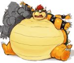  belly blush bowser cute_fangs duo iwano kemono koopa mammal mario_and_luigi_(series) mario_bros midbus nintendo obese overweight scalie simple_background sitting suid suina sus_(pig) video_games white_background wild_boar 