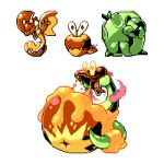  appletun applin commentary creature english_commentary flapple full_body gen_8_pokemon gigantamax gigantamax_appletun gigantamax_flapple no_humans pat_attackerman pixel_art pokemon pokemon_(creature) simple_background sprite tongue tongue_out white_background 
