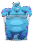  2016 anthro belly blue_body blue_fur blush bodily_fluids disney fur hi_res iwano kemono male monster monsters_inc obese overweight overweight_male pixar solo sulley sweat 