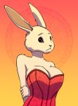  abstract_background aikaanarchy anthro beastars big_breasts breasts cleavage clothed clothing corset dwarf_rabbit female fur half-length_portrait haru_(beastars) hi_res lagomorph leporid lingerie looking_at_viewer mammal portrait rabbit solo topwear white_body white_fur 