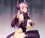  breast_hold breasts cropped demon elbow_gloves gloves green_eyes horns houtengeki leotard original pink_hair pointed_ears succubus tail thighhighs wings 