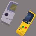  commentary deepeearts english_commentary game_boy game_boy_color gen_2_pokemon grey_background handheld_game_console highres logo pichu pokemon simple_background 