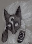  2020 anthro black_and_white bovid caprine chalk_(artwork) charcoal_(artwork) fecharis female fur glowing glowing_eyes grey_background greyscale hair hi_res horn kindred_(lol) lamb_(lol) league_of_legends looking_at_viewer mammal markings mask monochrome nude portrait riot_games sejantlamb sheep simple_background solo traditional_media_(artwork) video_games white_body white_eyes white_fur white_hair 