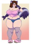  anthro big_breasts bottomwear breasts brown_hair clothed clothing collaboration cookie curvy_figure cutoffs denim denim_clothing eating female food footwear fur gradient_background hair hi_res huge_breasts human human_to_anthro lavenderpandy legwear light_skin long_hair mammal mary_janes mephitid midriff muffin_top multicolored_body multicolored_fur off_shoulder overweight overweight_female paws pink_clothing pink_footwear pink_shirt pink_shoes pink_topwear purple_body purple_eyes purple_fur shirt shoes shorts simple_background skimpy skunk solo species_transformation stripes theblackrook thick_thighs thigh_highs topwear transformation voluptuous weight_gain white_body white_fur white_stripes wide_hips 